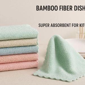 Bamboo Fiber Dish Cloths 6 Pack Super Absorbent for Kitchen Dishes