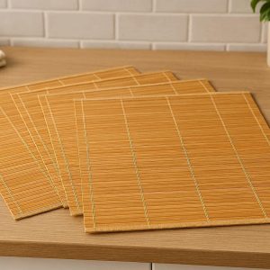 Natural Bamboo Placemats Set of 4 Eco Friendly for Kitchen Table