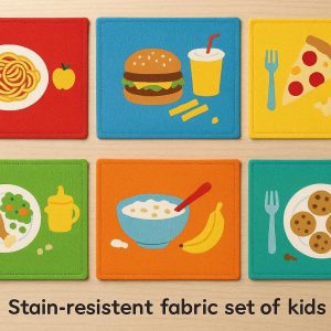 Stain Resistant Fabric Placemats Set of 6 for Kids Meals