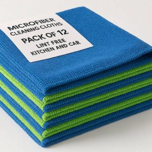 9 Microfiber Cleaning Cloths Pack of 12 Lint Free for Kitchen and Car